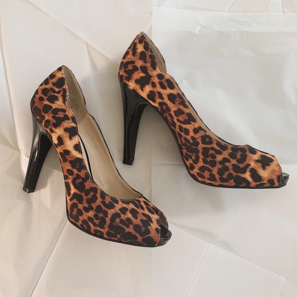 cheetah open toe heels
